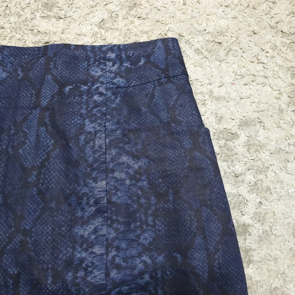 ELIE TAHARI Blue Black Snake Print 80% Linen Pencil Skirt, Fully Lined, Size 10 - Picture 6 of 16